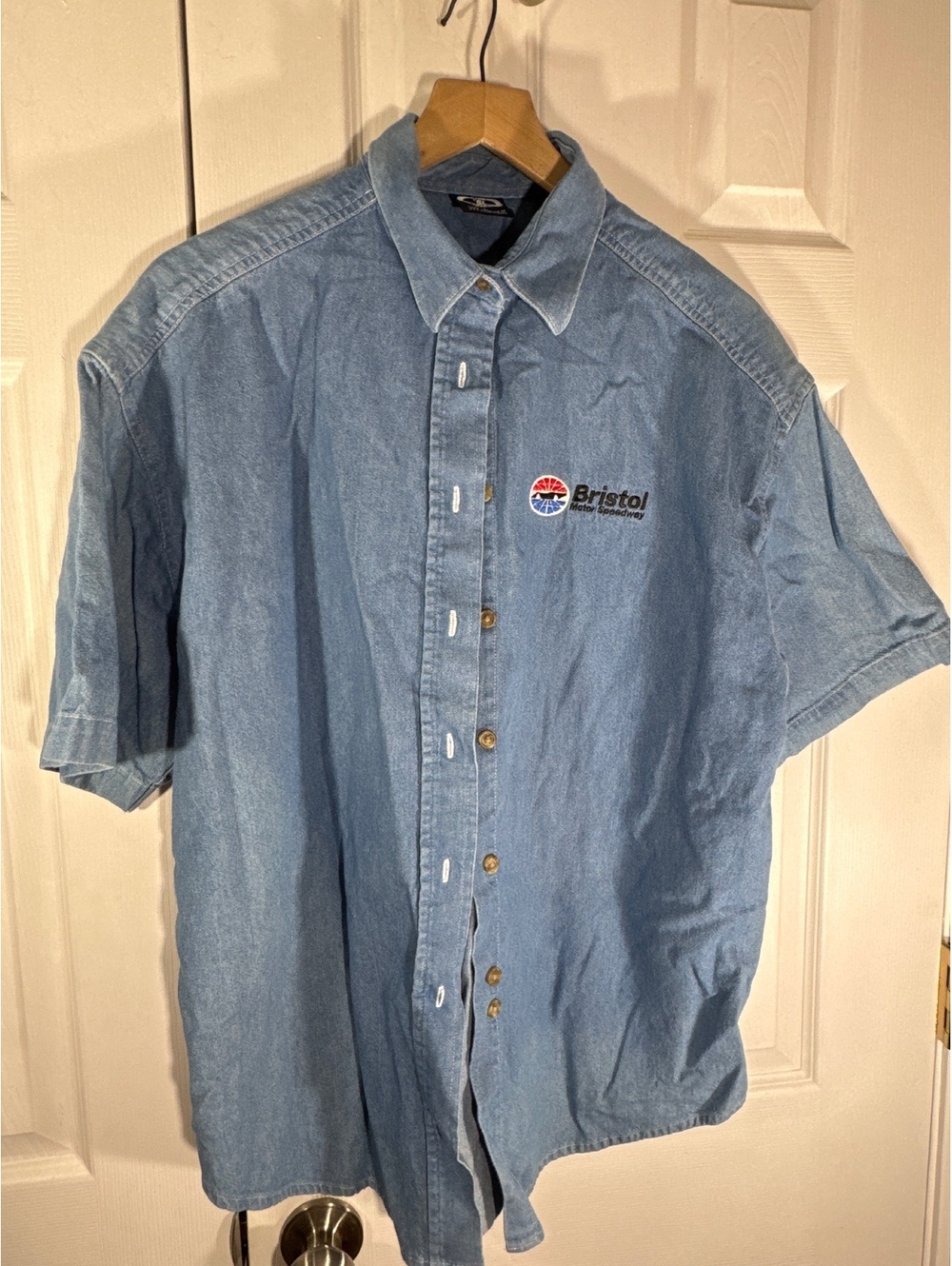 Three Rivers Bristol Motor Speedway Denim Button-Up Shirt Large